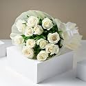 FlowerAura Premium Fresh Live Flower Bouquet of Enchanting 12 White Roses In Wrapping Paper Gift For Birthday | Anniversary | Love | Home Decor | Fathers Day Gift For Dad (Same Day Delivery)
