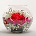 FlowerAura Premium Fresh Live Flower Bouquet of 7 Carnations &amp; 4 Purple Flowers In Glass Round Bowl Gift For Birthday | Anniversary | Love | Home Decor | Fathers Day Gift For Dad (Same Day Delivery)