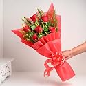 FlowerAura Premium Fresh Live Flower Bouquet of 6 Red Roses In Wrapping Paper Gift For Birthday | Anniversary | Love | Home Decor | Fathers Day Gift For Dad (Same Day Delivery)