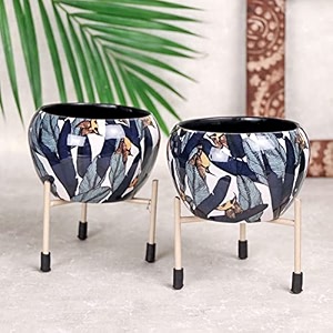 FlowerAura Decorative Set of 2 Black Printed