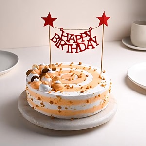 floweraura delicious silky smooth fresh butterscotch bliss cake with birthday topper gift39s for girlfriend boyfriend husband wife child colleagues relative amp neighbours same day delivery 1kg