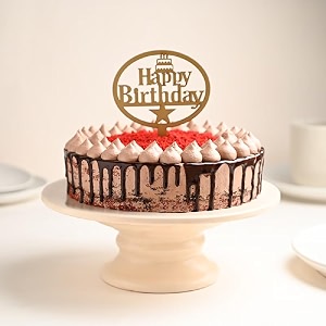 floweraura delicious silky smooth fresh choco red velvet cake for birthday with happy birthday topper gift39s for girlfriend boyfriend husband wife friends amp colleagues same day delivery05kg