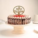 FlowerAura Delicious Silky Smooth Fresh Choco Red Velvet Cake For Birthday With Happy Birthday Topper Gift's For Girlfriend, Boyfriend, Husband, Wife, Friends &amp; Colleagues (Same Day Delivery)(2Kg)