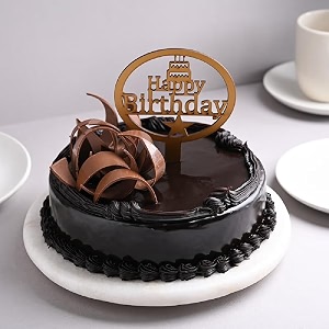 floweraura delicious silky smooth fresh chocolate truffle cake for birthday with happy birthday topper gift39s for girlfriend boyfriend husband wife colleagues amp friends same day delivery4kg