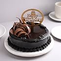 FlowerAura Delicious Silky Smooth Fresh Chocolate Truffle Cake For Birthday With Happy Birthday Topper Gift's For Girlfriend, Boyfriend, Husband, Wife, Colleagues &amp; Friends (Same Day Delivery)(3Kg)