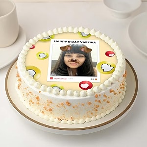 floweraura delicious silky smooth fresh customized snapchat filter butterscotch photo cake for birthday gift anniversary gift valentine39s day gift mother39s day gift same day delivery 05kg
