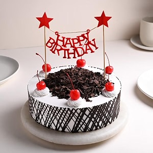floweraura delicious silky smooth fresh decadent black forest cake with birthday topper gift39s for girlfriend boyfriend husband wife child colleagues amp relatives same day delivery 05kg