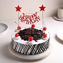 FlowerAura Delicious Silky Smooth Fresh Decadent Black Forest Cake With Birthday Topper Gift's For Girlfriend, Boyfriend, Husband, Wife, Child, Colleagues &amp; Relatives (Same Day Delivery) (0.5Kg)