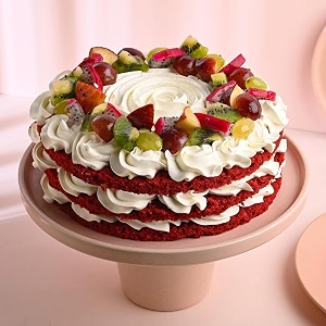 floweraura delicious silky smooth fresh fruity red velvet love cake for gifting as birthday cake anniversary cake valentine39s day cake mother39s day cake amp farewell cake same day delivery 1kg