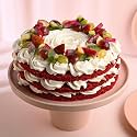 FlowerAura Delicious Silky Smooth Fresh Fruity Red Velvet Love Cake For Gifting As Birthday Cake, Anniversary Cake, Valentine's Day Cake, Mother's Day Cake &amp; Farewell Cake (Same Day Delivery) (1Kg)