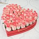 FlowerAura Premium Fresh Live Flower Bouquet of 75 Pink Roses In FA Heart Box Gift For Birthday | Anniversary | Love | Home Decor | Fathers Day Gift For Dad (Same Day Delivery)