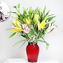 FlowerAura Premium Fresh Live Flower Bouquet of 30 Pink, White &amp; White Roses In Designer Glass Vase Gift For Birthday | Anniversary | Love | Home Decor | Fathers Day Gift For Dad (Same Day Delivery)