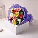 FlowerAura Premium Fresh Live Flower Bouquet of Set of 25 Mix Roses In Designer Non Woven Paper Gift For Birthday | Anniversary | Love | Home Decor | Fathers Day Gift For Dad (Same Day Delivery)