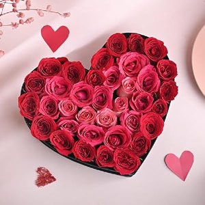 floweraura valentine39s day special bunch of fresh live 20 red amp 15 pink roses flowers bouquet in heart shape box valentine39s day gift for girlfriend boyfriend husband amp wife same day delivery