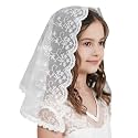 Flowergirl Veils First Communion Veil Lace Floral Edge Veil Headwrap for Grils F5