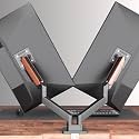 Flowlyf Black Dual Wooden Texture Premium Gas Spring Monitor Arm | 17-32" Screen Monitor VESA Mount | Height Adjustability | 360 Degree Rotation |Easily Hold Upto 8KG Weight Each |2 Way Wire Manager