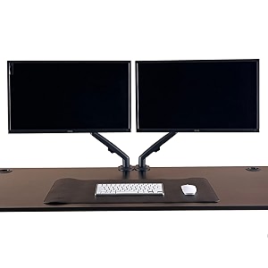 flowlyf dual monitor stand - gas spring  14-2734 screen  height adjustable  2 step installation  vesa complaint  2 way wire management  monitor arm with 360 degree rotation  9kg wt capacity