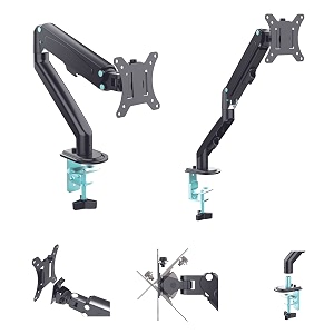 flowlyf height adjustable monitor arm - gas spring  14-3034 screen  2 step installation  vesa complaint  2 way wire management  desk monitor stand with 360 degree rotation  9 kg wt capacity