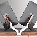 Flowlyf White Dual Wooden Texture Premium Gas Spring Monitor Arm | 17-32" Screen Monitor VESA Mount | Height Adjustability | 360 Degree Rotation |Easily Hold Upto 8KG Weight Each |2 Way Wire Manager
