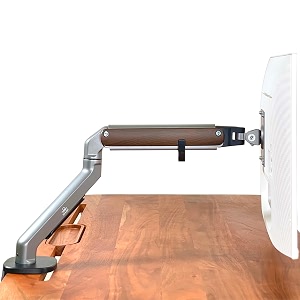 flowlyf wooden premium monitor arm  17-3234 screen monitor mount  spring assisted height adjustability 360 degree rotation2 step installation vesa complaint2 way wire manager9kg weight capacity