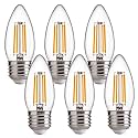 FLSNT Dimmable Candelabra Light Bulbs 60W Equivalent E26 Base, B11 LED Chandelier Candle, 2700K Soft White, 6 Pack