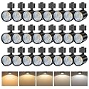 FLSNT LED J Track Lighting Heads, 10W (60W Eq.), 5CCT (2700K-5000K), 800LM CRI90 Dimmable Track Light Replacement Head, 36°COB Spotlight, J Type Track Light for Accent Lighting, Black, 24 Pack