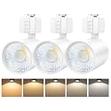 FLSNT LED J Track Lighting Heads, 10W (60W Eq.), 5CCT (2700K-5000K), 800LM CRI90 Dimmable Track Light Replacement Head, 36°COB Spotlight, J Type Track Light for Accent Lighting, White, 3 Pack