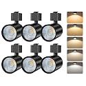FLSNT LED J Track Lighting Heads, 10W (60W Eq.), 5CCT (2700K-5000K), 800LM CRI90 Dimmable Track Light Head, 36°COB Spotlight, J Type Compatible Track Light for Accent Lighting, Black, 6 Pack