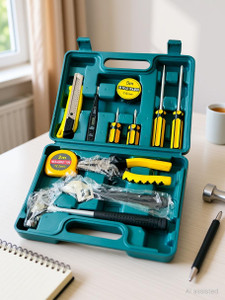 fludder 12 in 1 repair home hand tool kit set with screwdriver hammer measuring tape hand tool kit 12 tools