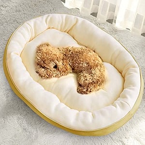 fluffy39s cotton dog bed for dogs amp cats durable warm dog bed washable sleeping puppy bed soft calming cat beds for indooroutdoor beige small