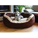 Fluffy's Luxurious Polyester Filled Piece Soft Dual Colour Dog/Cat Bed, (XL, Brown)