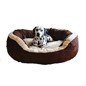 fluffy39s luxurious reversible polyester filled soft dual colour dogcat bed brown small
