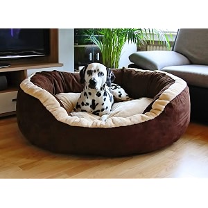 fluffy39s luxurious reversible polyester filled soft dual colour dogcat bed brown large