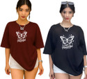 Fluffy Fashion Printed Women Round Neck Multicolor