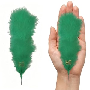 fluffy natural dyed feather kalgi kalangi stick for craft 7-8 inch green pack of 50 pcs