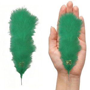 fluffy natural dyed feather kalgi kalangi stick for craft 7-8 inch green pack of 20 pcs