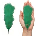 Fluffy Natural Dyed Feather Kalgi Kalangi Stick for Craft (7-8 Inch) (Green, Pack of 10 Pcs)