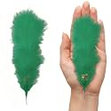 Fluffy Natural Dyed Feather Kalgi Kalangi Stick for Craft (7-8 Inch) (Green, Pack of 20 Pcs)