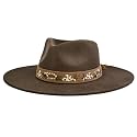 FLUFFY SENSE. Big Wide Brim Boho Western Hat for Women and Men - Felt Rancher Fedora Hat with 4 inches Flat Brim