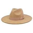 FLUFFY SENSE. Big Wide Brim Fedora Hat for Women - Nashville Outfits Western Hats Women's Felt Panama Rancher Hat