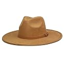 FLUFFY SENSE. Big Wide Brim Fedora Hat for Women - Nashville Outfits Western Hats Women's Felt Panama Rancher Hat