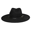 FLUFFY SENSE. Big Wide Brim Fedora Hat for Women - Nashville Outfits Western Hats Women's Felt Panama Rancher Hat