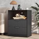 Fluted Nightstand with Charging Station amp LED
