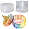 Fluted Round Trinket Box Resin Silicone Tray with Lid for Epoxy Polymer Clay Concrete Cement, DIY Jewelry Storage Case, Candlestick, Ashtray 3.11x1.4inch