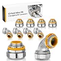 Flutesan 10 Pcs Liquid Tight Conduit Connectors 3/4 Inch Straight &amp; 90 Deg