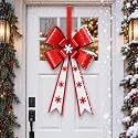 Flutesan 20 in Metal Christmas Bow Wreath with Hook, Red and White