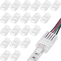 Flutesan 20 Pcs 4 Pin 10 mm LED Strip Connector RGB Lights
