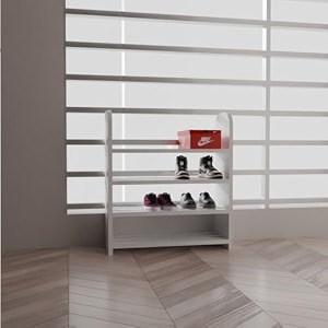 flux 4-tier wooden shoe rack and storage organizer eco-friendly particle board with laminate finish multipurpose shelf for home office cafe  50x20x60 cm white