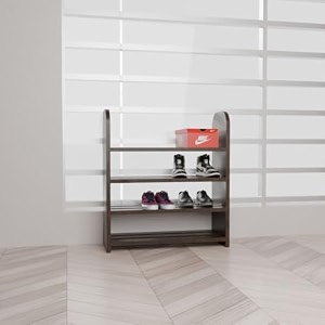 flux 4-tier wooden shoe rack medium size particleboard with laminate finish freestanding storage shelf for home living room kitchen or office 50x20x60 cm brown