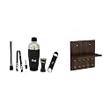 Flux Cocktail Shaker Set with Free Wooden Display Shelves - All-Inclusive Bartender Kit for Home Bars (1.5 lbs, Leak-Proof Seal, Food-Grade Stainless Steel)